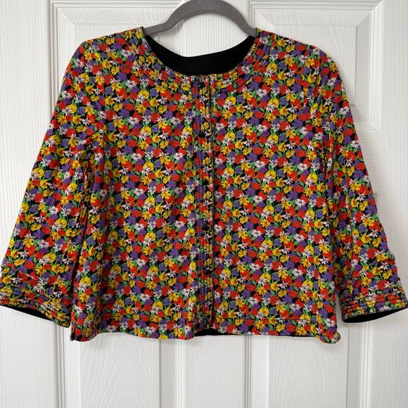 See by Chloe Women's Black Floral Reversible Jacket Size 4 - Picture 1 of 7